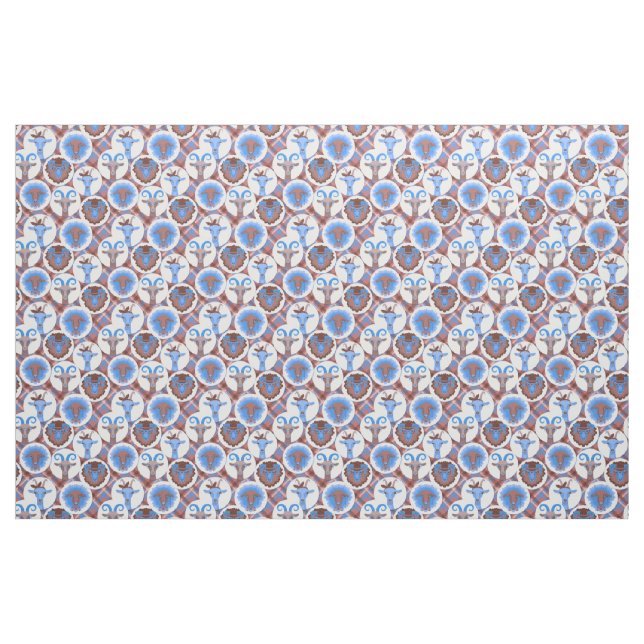 Blaue und braune Ziegen - GetYerGoat™ Stoff (Fat Quarter (45,7 x 55,9 cm))