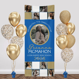 Blaue und Bronze Gold Foto Collage Abschluss Vinyl Banner