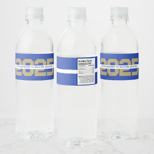 Blaue und Bronze-Gold-Personalisierung zur Abschlu Wasserflaschenetikett