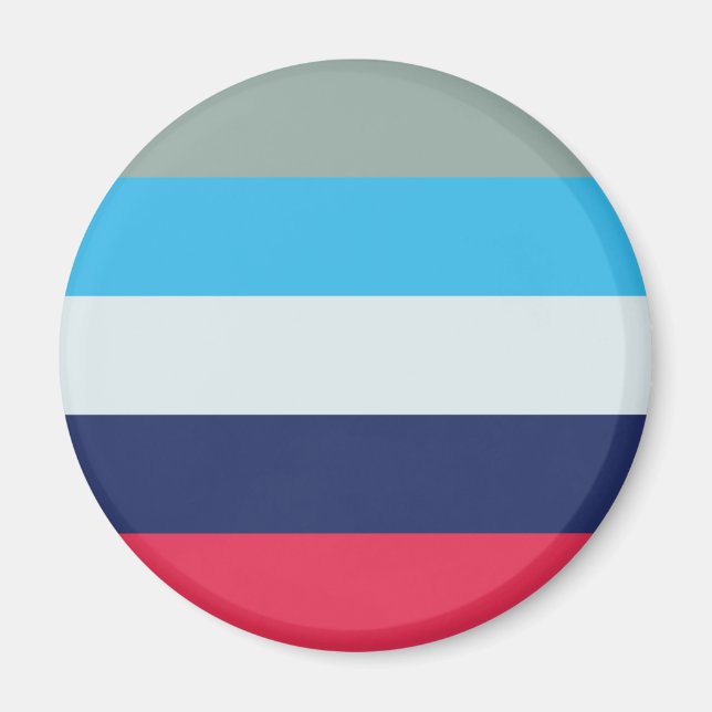 Blaue und Burgunder Streifen Magnet (Vorne)