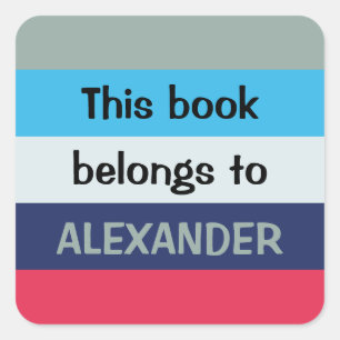 Blaue und Burgunder Streifen Quadratischer Aufkleber