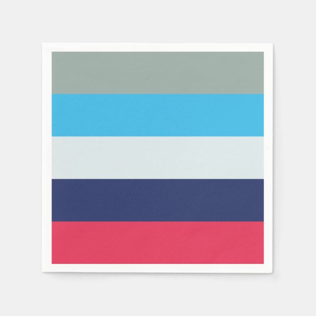 Blaue und Burgunder Streifen Serviette (Vorderseite)