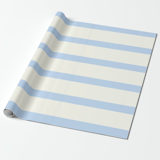 Blaue und cremefarbene Bleistift-Streifen Geschenkpapier (Ungerollt)