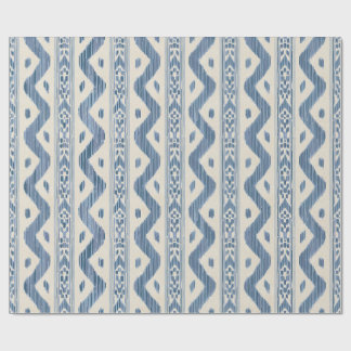 Blaue und cremefarbene Ikat-Geschenkpapier, klassi Geschenkpapier