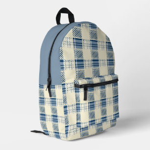 Blaue und cremefarbene Karos Bedruckter Rucksack