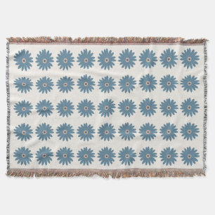 Blaue und cremefarbene Margerite Decke
