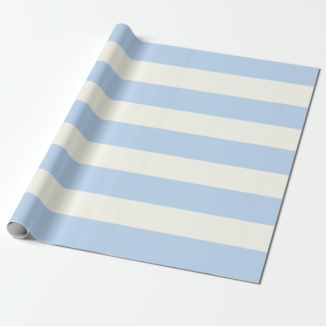 Blaue und cremefarbene Streifen Geschenkpapier (Ungerollt)