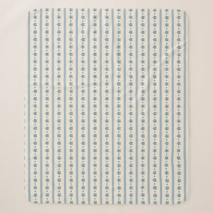 Blaue und cremefarbene Streifen und Blumen Sherpadecke