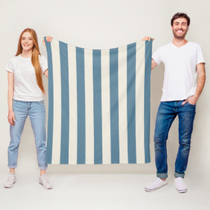 Blaue und cremefarbene vertikale Streifen Fleecedecke