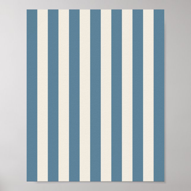 Blaue und cremefarbene vertikale Streifen Poster (Vorne)