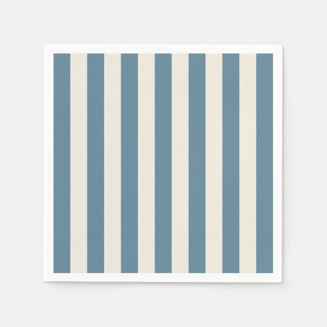 Blaue und cremefarbene vertikale Streifen Serviette (Vorderseite)