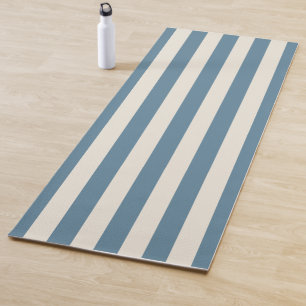 Blaue und cremefarbene vertikale Streifen Yogamatte
