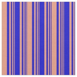 Blaue und dunkle Lachs farbige Linien Muster Stoff