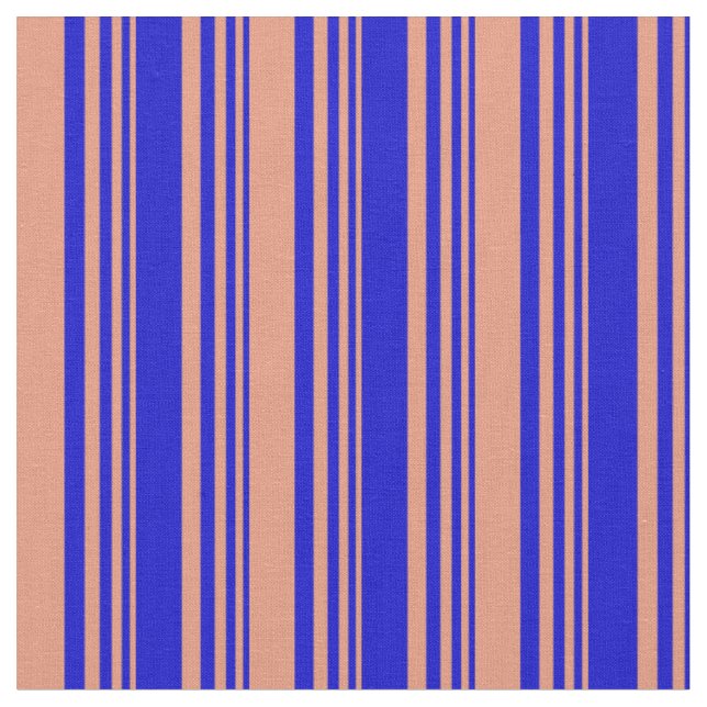 Blaue und dunkle Lachs farbige Linien Muster Stoff (Nahaufnahme)