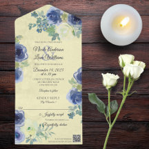 Blaue und Elfenbein Rosen auf Blassgelb mit QR-Cod