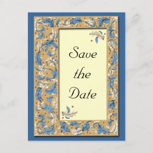 Blaue und Elfenbein-Save the Date Postkarte