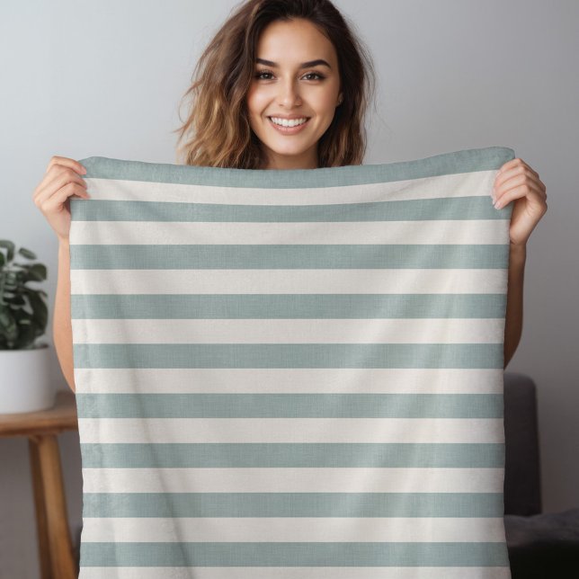 Blaue und Elfenbeinstreifen | Modernes Bauernhaus Fleecedecke (Von Creator hochgeladen)