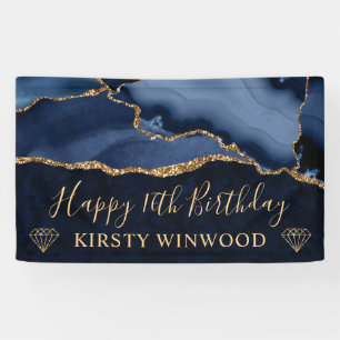 Blaue und falsche Gold-Glitter-Achat-Murmel Sweet Banner