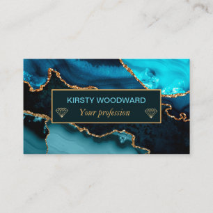 Blaue und falsche Gold-Glitter-Marmor-Achat Visitenkarte