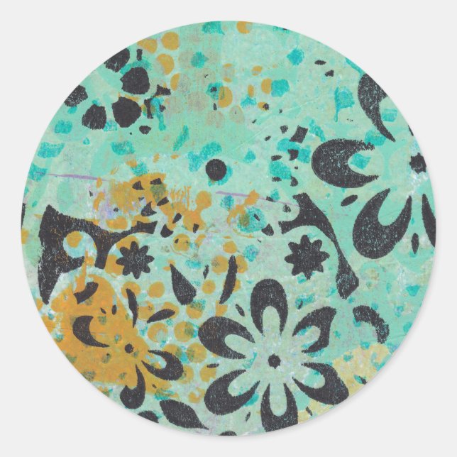 Blaue und gelbe abstrakte Aufkleber (Vorderseite)