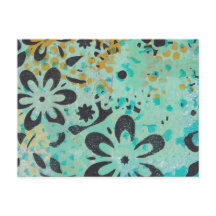 Blaue und gelbe abstrakte Postkarte