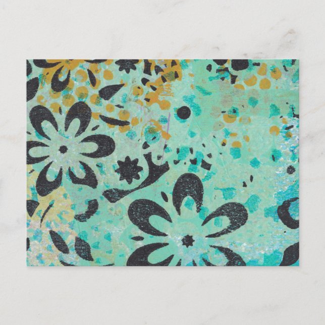 Blaue und gelbe abstrakte Postkarte (Vorderseite)