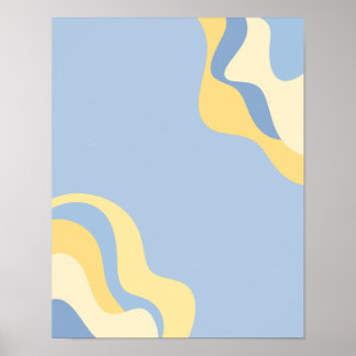 Blaue und gelbe abstrakte Wellen-Wandkunst Poster