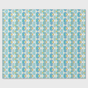 Blaue und gelbe Aquarell-Blumen Geschenkpapier