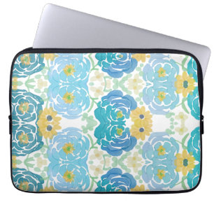 Blaue und gelbe Aquarell-Blumen Laptopschutzhülle