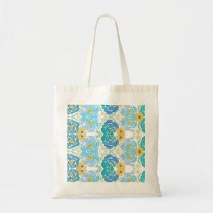 Blaue und gelbe Aquarell-Blumen Tragetasche