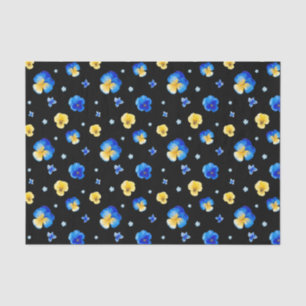 Blaue und gelbe Aquarell-Stiefmütterchen-Blumen Sc Seidenpapier