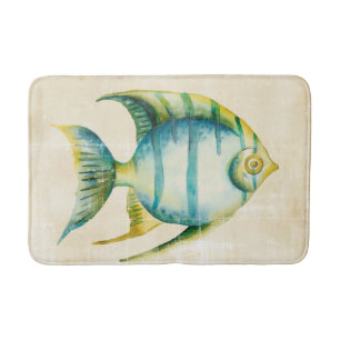 Blaue und gelbe Aquarium-Fische Badematte