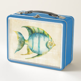 Blaue und gelbe Aquarium-Fische Metall Lunch Box