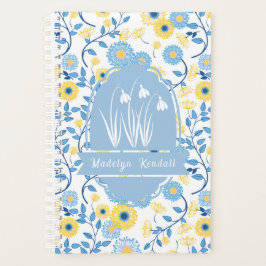Blaue und gelbe benutzerdefinierte Monogramm-Name Planer