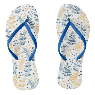 Blaue und gelbe Blätter Flip Flops