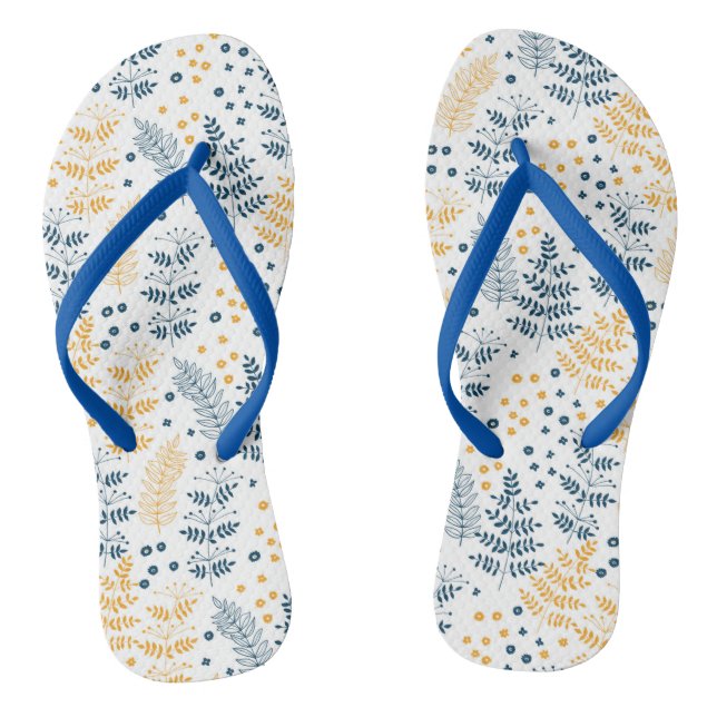 Blaue und gelbe Blätter Flip Flops (Fußbett)