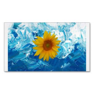 Blaue und gelbe Blume Magnetische Visitenkarte