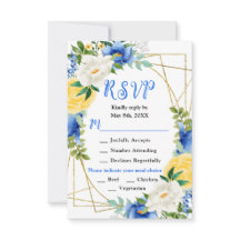 Blaue und gelbe Blumen mit Laub Hochzeit