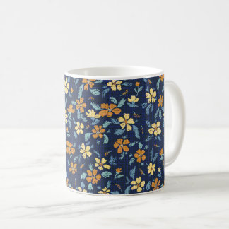Blaue und gelbe Blumen-Tasse Kaffeetasse