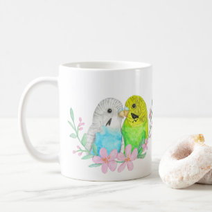 Blaue und Gelbe Budgie Parakeets Vogelliebhaber Ge Kaffeetasse