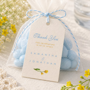 Blaue und gelbe Butterblume editierbare Hochzeit Geschenkanhänger