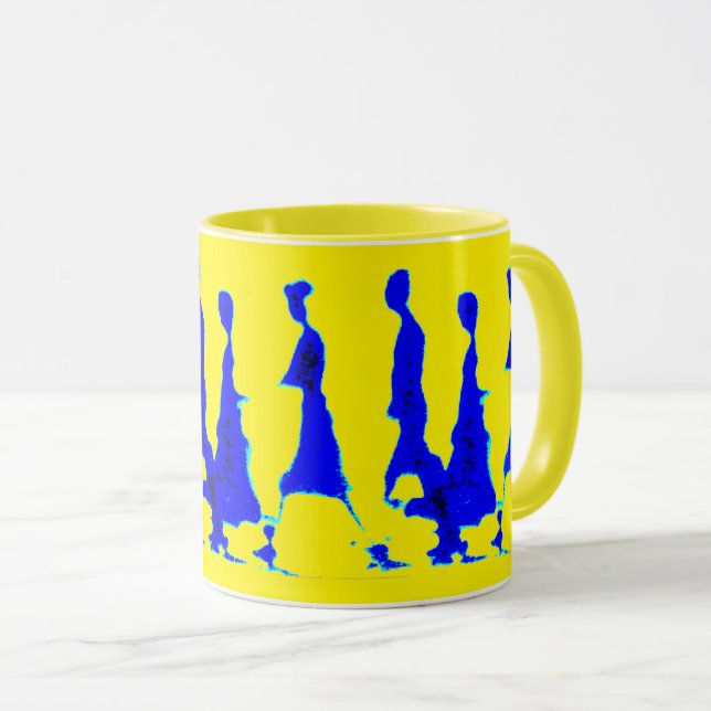 Blaue und gelbe Dame Mug Tasse (VorderseiteRechts)
