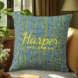 Blaue und gelbe Denim Textur | Benutzerdefinierte Kissen