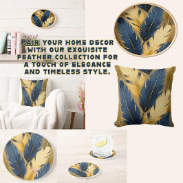 Blaue und gelbe Feder Sandstein Untersetzer