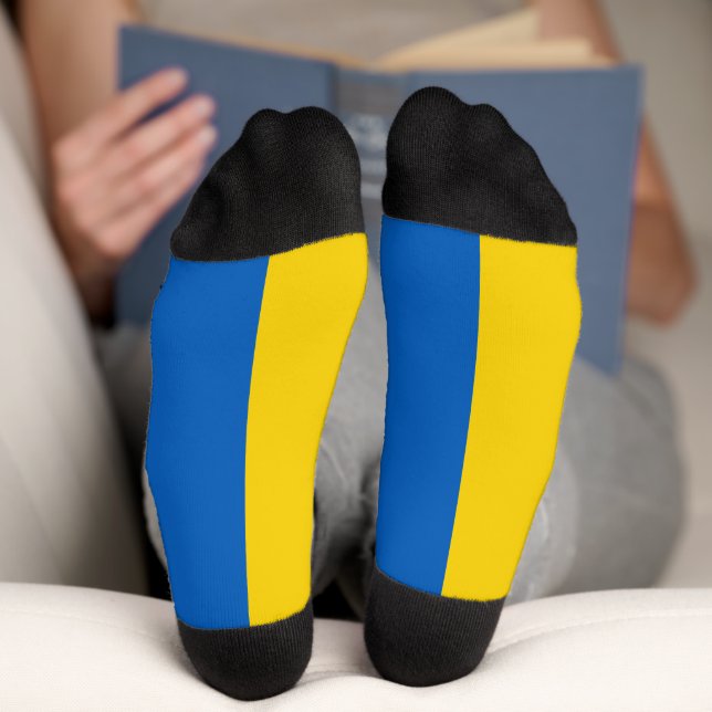 Blaue und gelbe Flagge der Ukraine Socken (Unterseite)