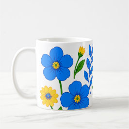 Blaue und gelbe florale botanische Gestaltung Kaffeetasse