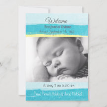 Blaue und gelbe Geburtsanzeigen für Babyjungen