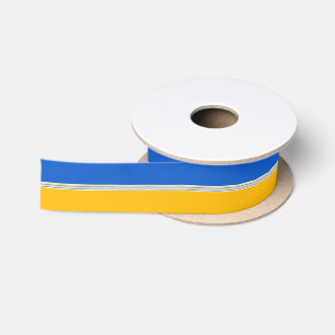 Blaue und gelbe Goldstreifen Satinband