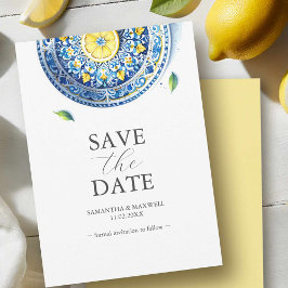 Blaue und gelbe Hochzeit speichern das Datum Save The Date