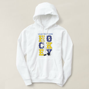 Blaue und gelbe Hockeysportkleidung Hoodie